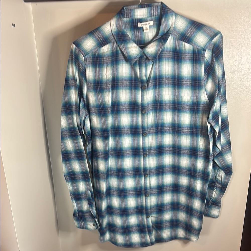 Blue and White Casual Button Down Shirt
